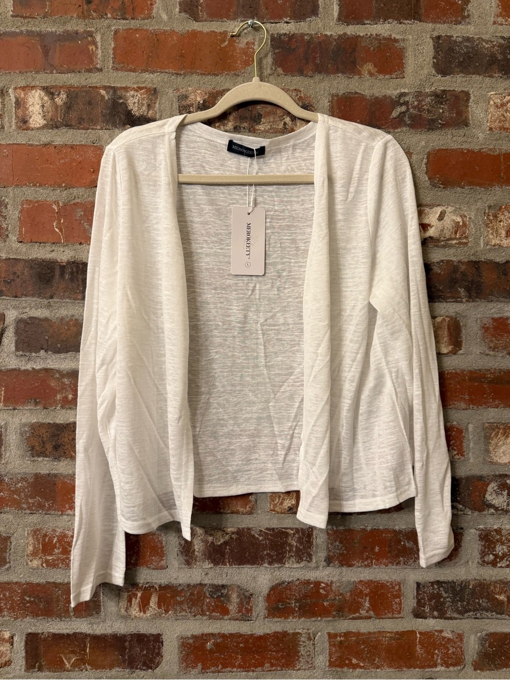 S73 - Merokeety Open-Front White Women's Cardigan